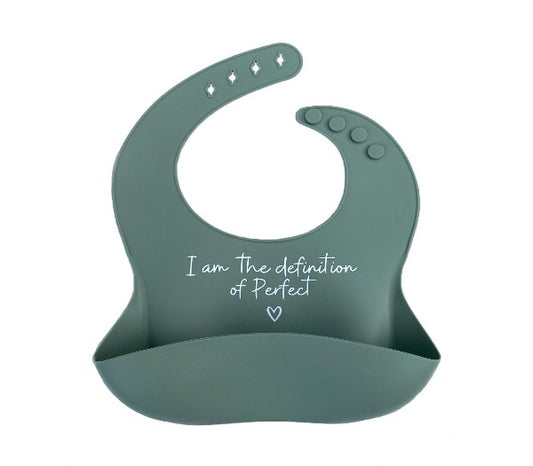 I Am The Definition Of Perfect: Premium Silicone Bibs for Babies – Stylish, Adjustable, and Mess-Free