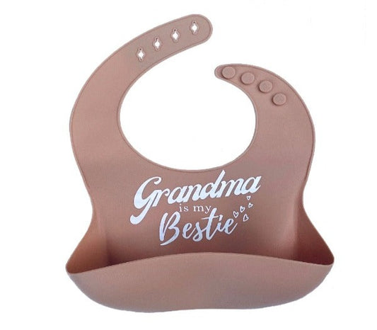Grandma Is My Bestie: Premium Silicone Bibs for Babies – Stylish, Adjustable, and Mess-Free
