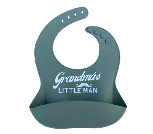 GrandMas Little Man: Premium Silicone Bibs for Babies – Stylish, Adjustable, and Mess-Free!